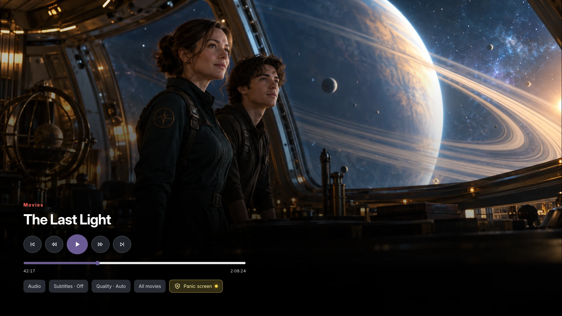 Actual XULU player controls over a fictional movie scene